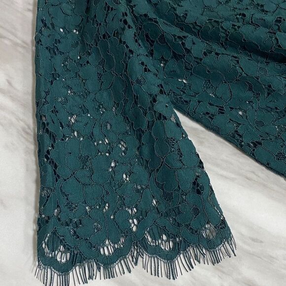 Rafaella‎ Deep Jade Green Lace Scalloped Hem Top w/ Cami | Size Small NWT - Picture 7 of 12